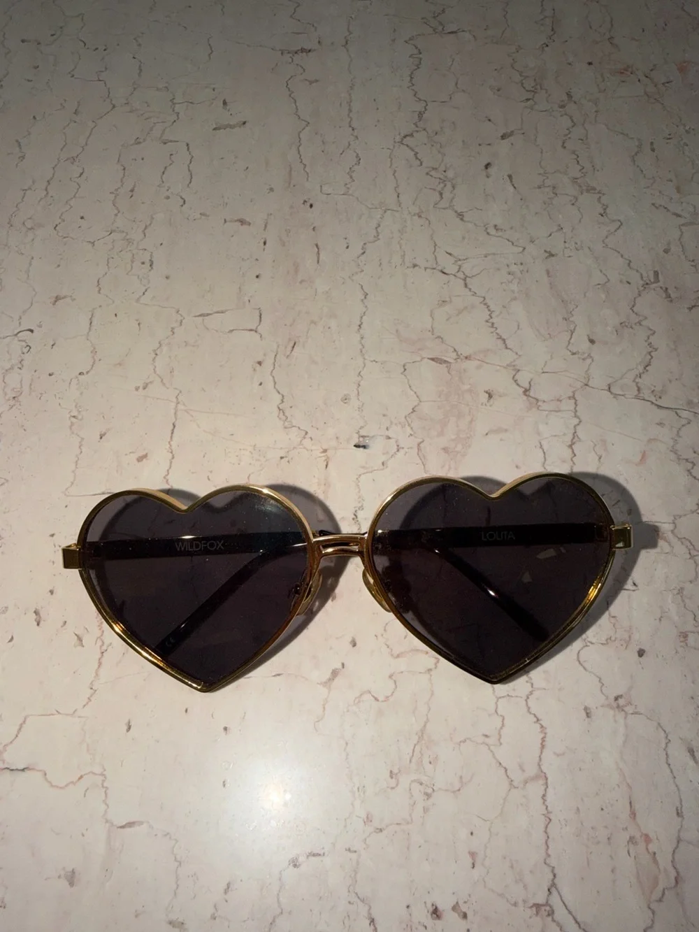 Wildfox Gold Metal Heart Shaped Lolita Sunglasses